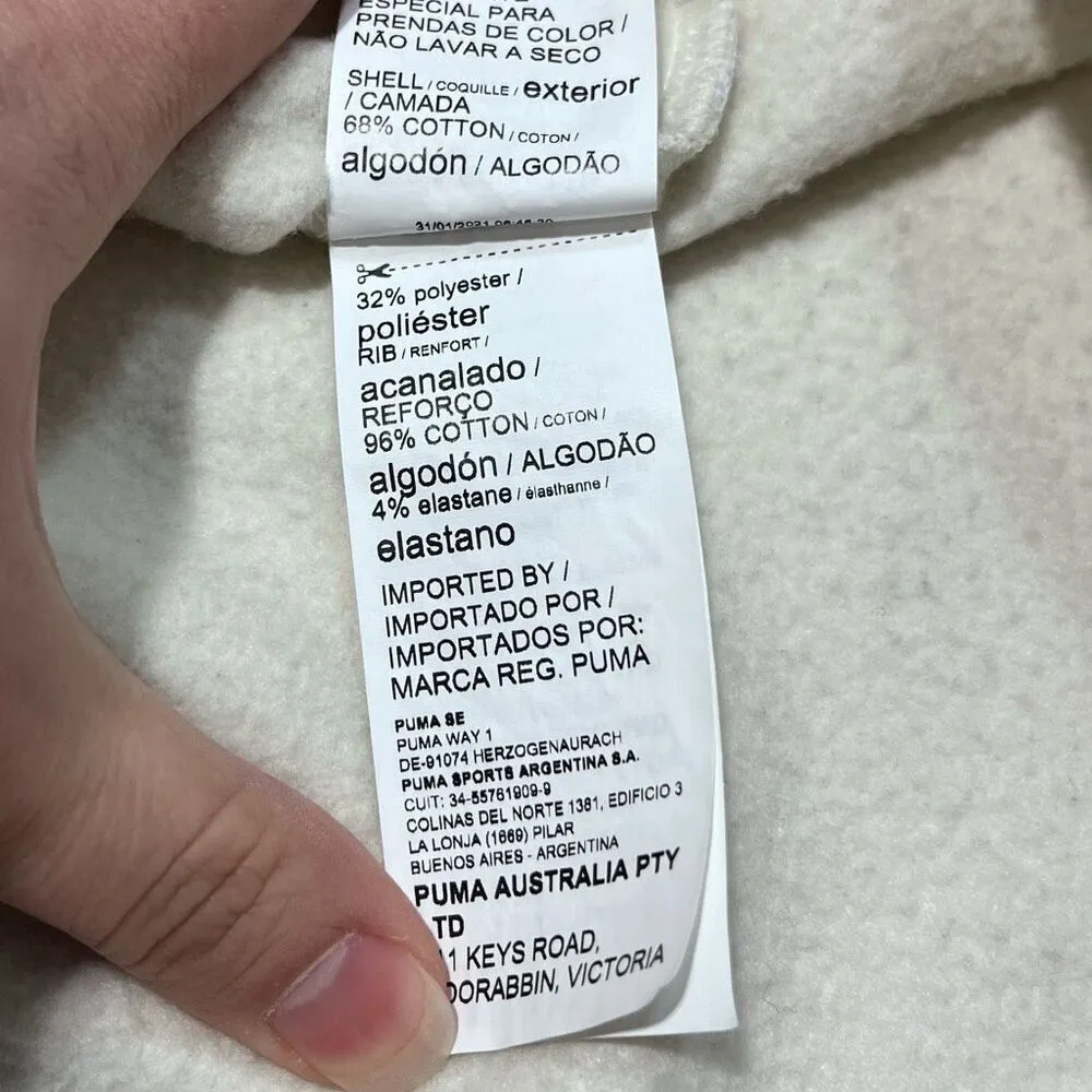 Puma Camo Cropped Hoodie Sweatshirt Sz Large Tan Cream Camouflage Khaki - Image 12