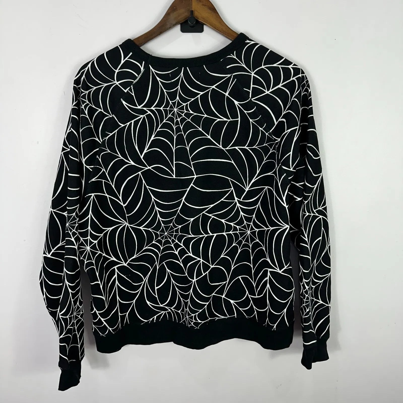 Grayson Threads  Sweatshirt L Black White Spiderweb Halloween Goth Streetwear - Image 5