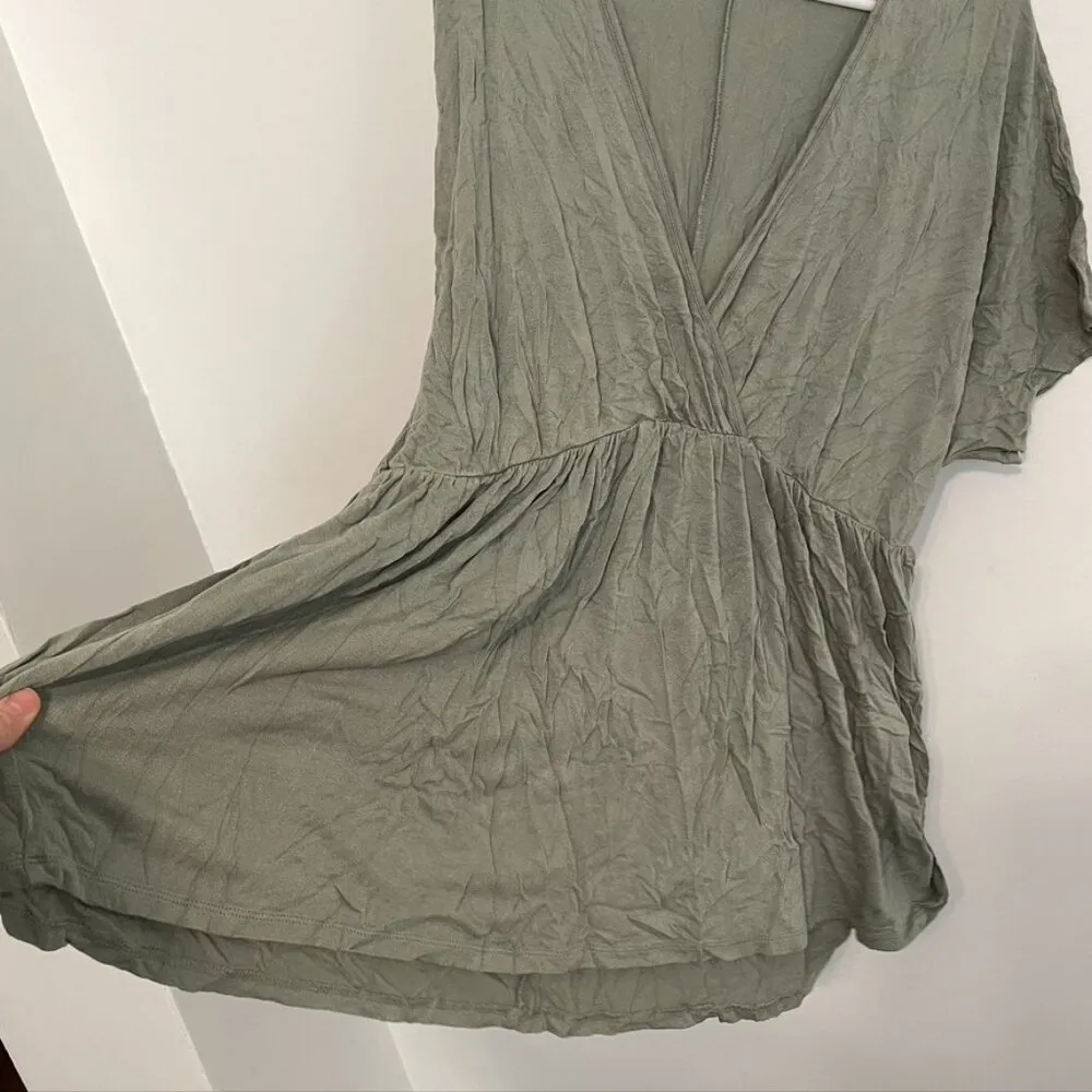 ULTRA FLIRT Green V-Neck Surplice Faux Wrap Short Sleeve Blouse Top JUNIORS 2X - Image 7