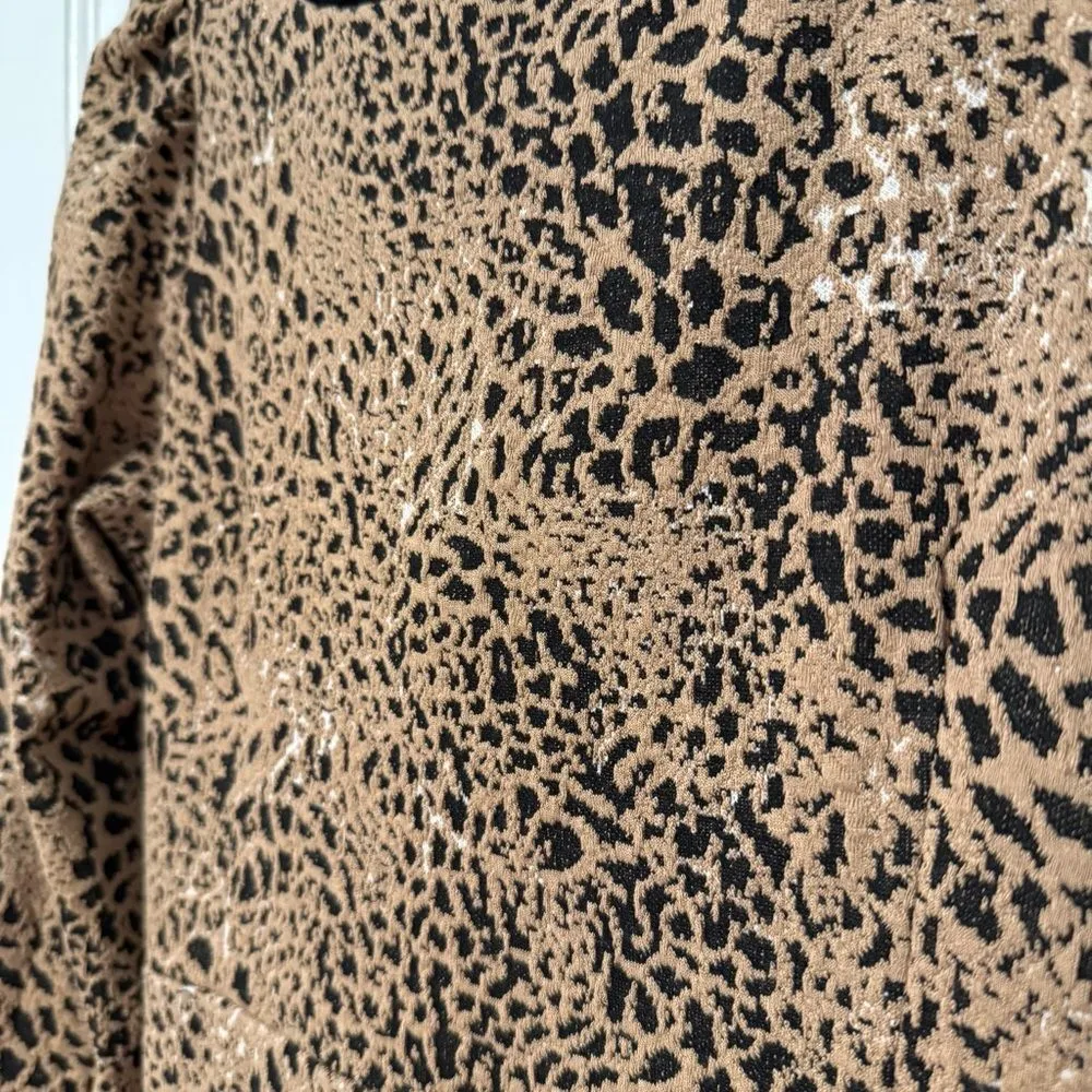 Maeve‎ By Anthropologie Knit Cut-Out Mini Dress Brown Animal Print Size 12 - Image 5