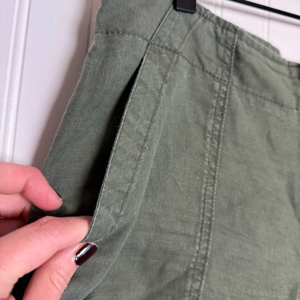 GAP Wide Leg Linen Cotton Blend Army Green High Rise Pants Women’s Size 4 - Image 4