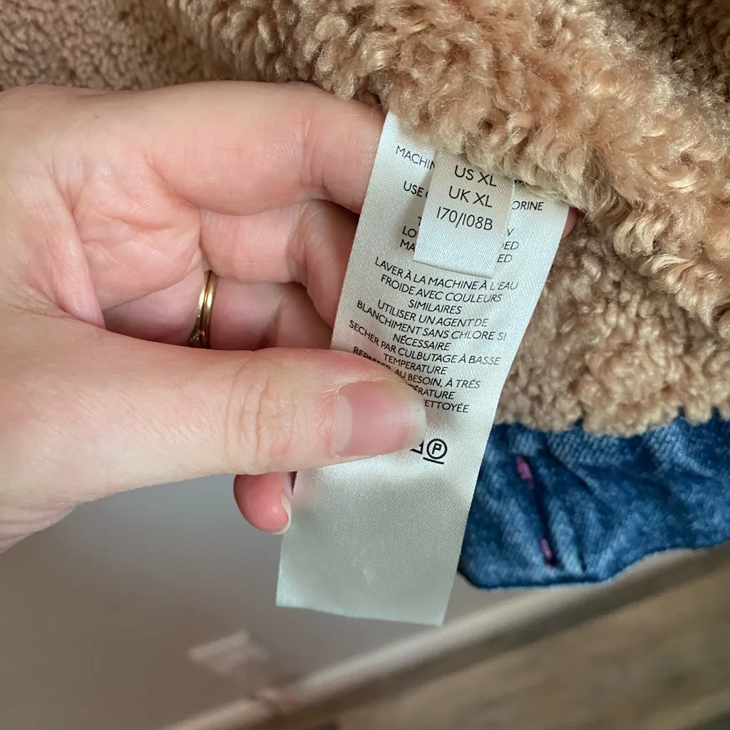 Anthropologie Oversized Sherpa Lined Denim Jean Jacket XL Retro 90s Grunge Indie - Image 6