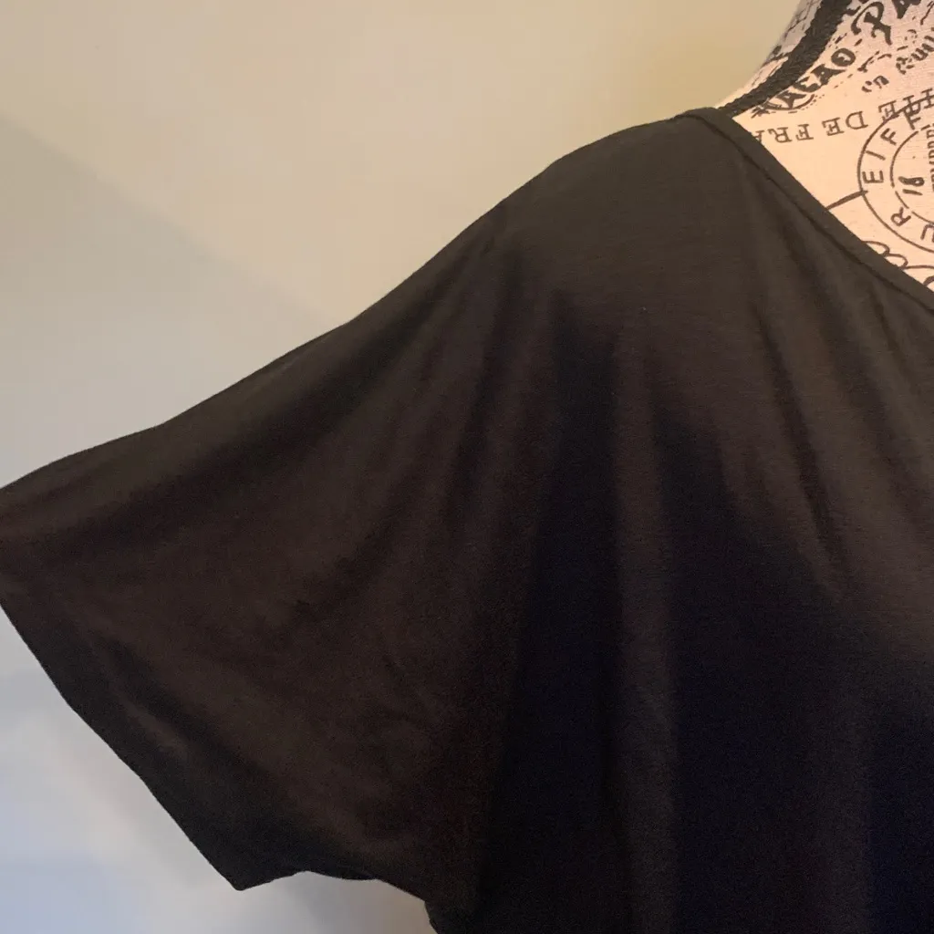 SHEIN Black Casual Asymmetrical Twist Waist Short Sleeve Top Women’s Small - Image 4