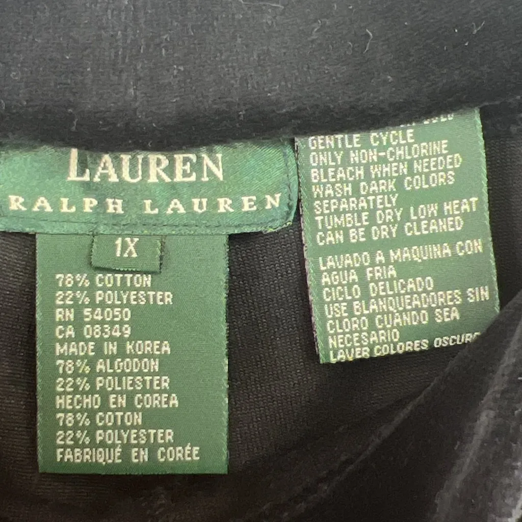 Vtg Lauren Ralph Lauren Sz 1X Velour Pants Black Pull On NOS Elastic Waist - Image 6