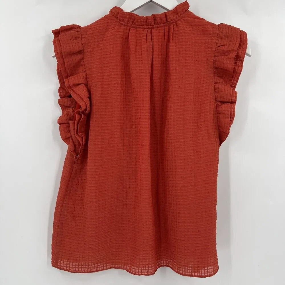 Marie‎ Oliver Merrit Linen Blend Ruffle Cap Sleeve Top V-Neck Blouse Size XXS - Image 6