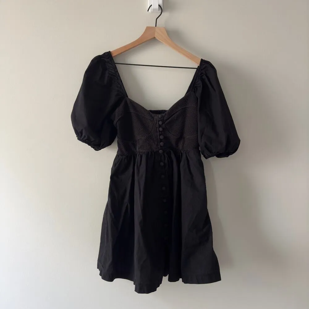 Anthropologie Maeve Puffed Sleeve Sweetheart Neckline Button down Mini Dress S - Image 2