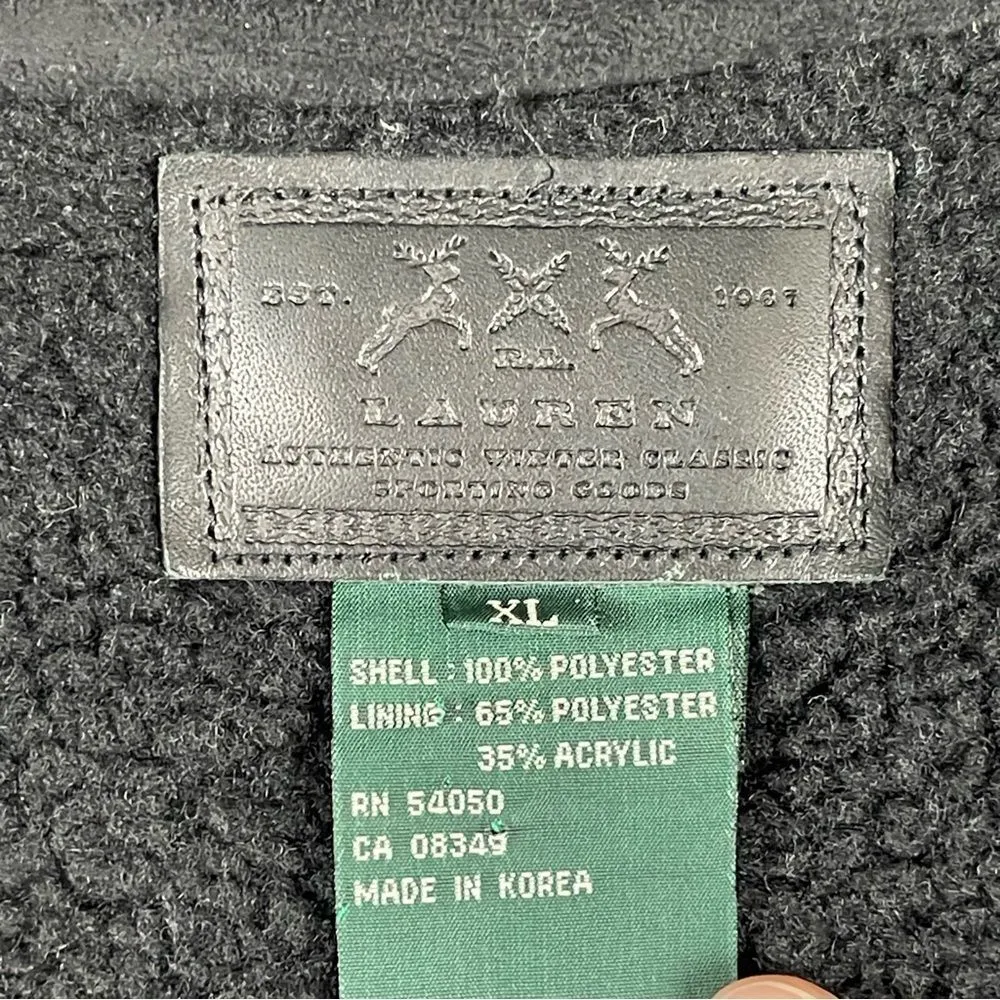 Lauren Ralph Lauren Faux Suede Vest Women's XL Fleece Sherpa Lined Hooded Black - Image 12