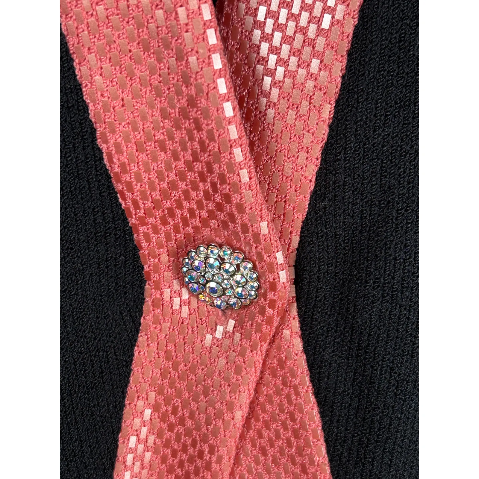 St.John Evening Size 4 Knit Blazer Black Pink Designer Quiet Luxury Cardigan - Image 4