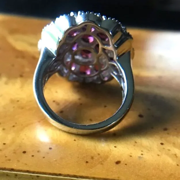 Natural Rhodolite Garnet Sterling Silver Ring Size 6 - Image 3