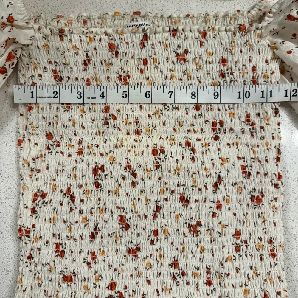 Reformation | Clementine Ruched Floral-Print Linen Top in Veronica | Size: S - Image 10