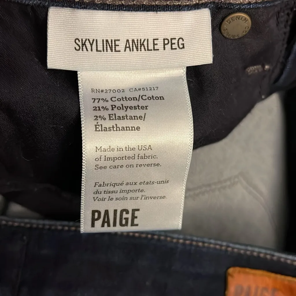 Women’s PAIGE Skyline Ankle Peg dark wash jeans / super stretch / size 27‎ - Image 10