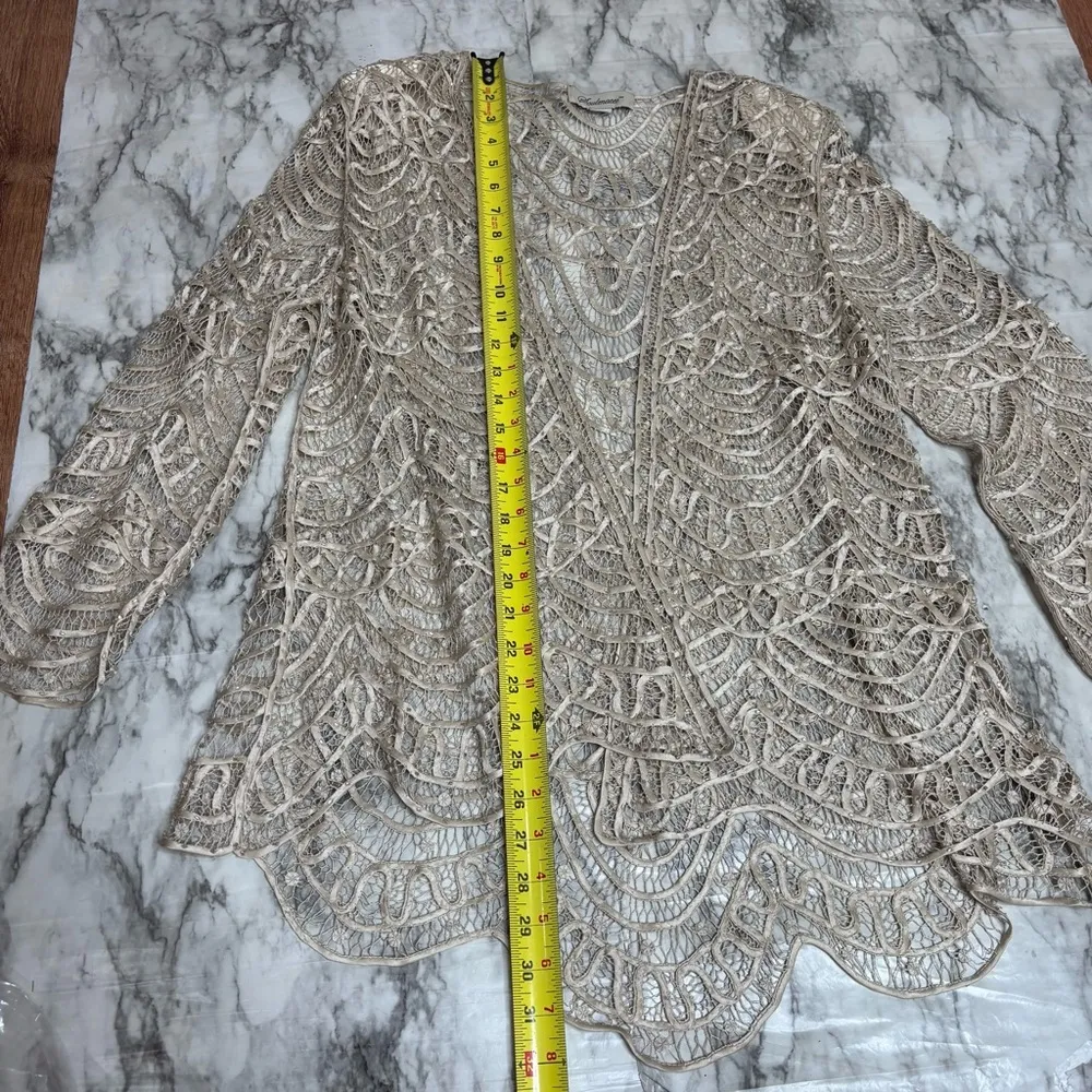 Soulmates 100% silk Champagne Formal dress shawl jacket beaded handmade large - Image 7