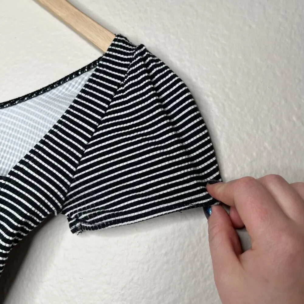 Out from Under Urban Outfitters Black & White Striped Short-Sleeve bodysuit XS - Image 7