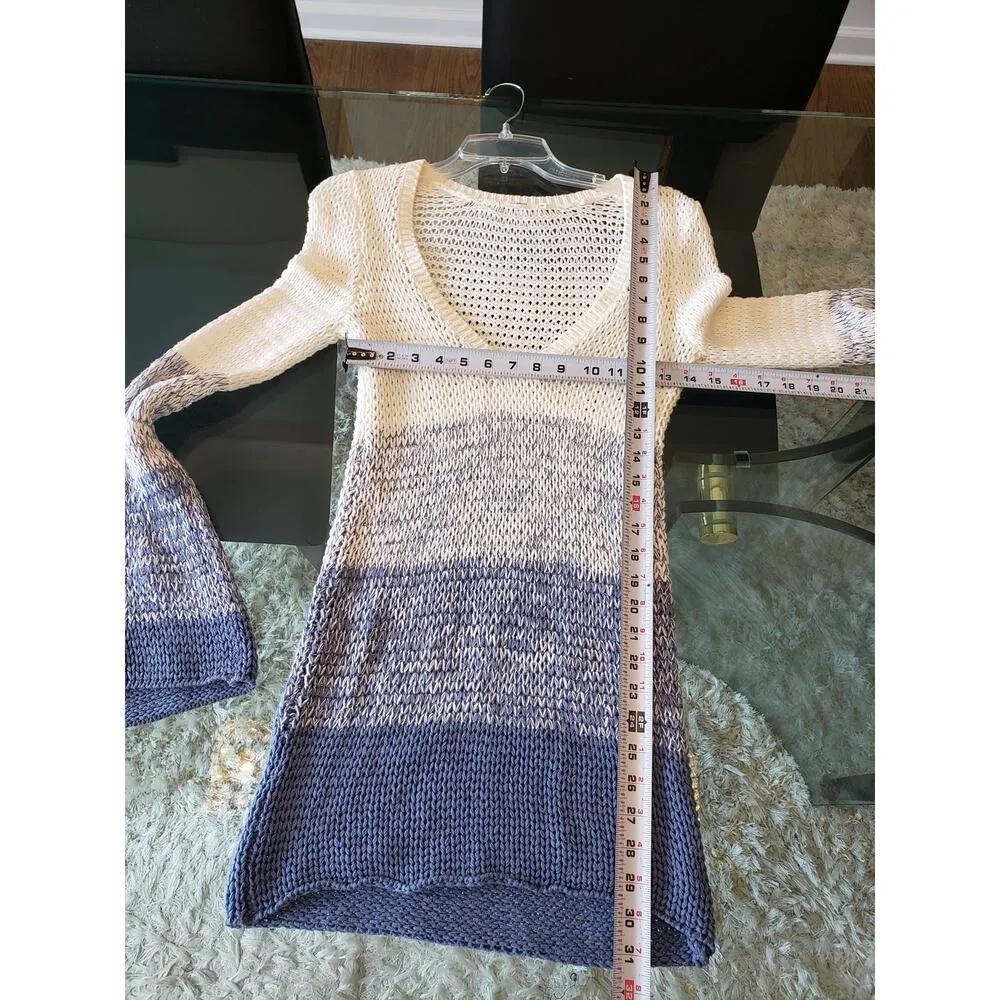 Tularosa Sweater Womens Size 2XS Beige & Blue Casual Long Sleeve V-Neck Pullover - Image 6