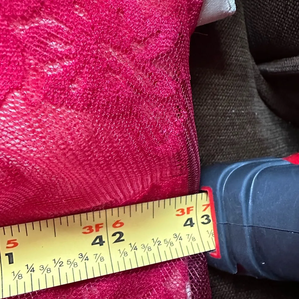 JJ’s House Burgundy Sheath/Column Tea-Length Tulle Cocktail Dress Ruffle Sz 4 - Image 16