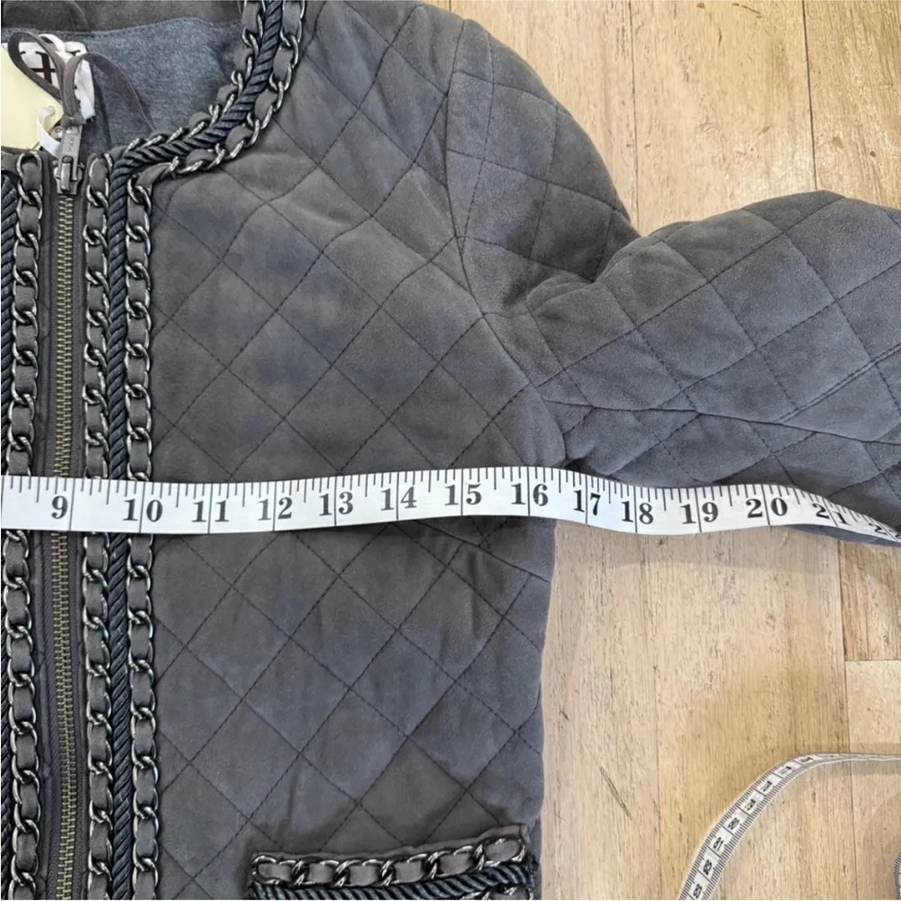 Haute Hippie Chain Quilted genuine leather Jacket in gray/ carbon XS - Image 12
