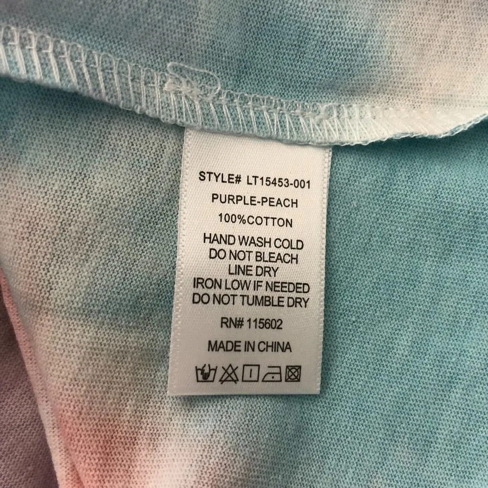 All in Favor Womens T Shirt Top Be Kind Cropped Long Sleeve Pastel Tie Dye M - Image 4