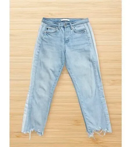 Kancan Jeans Light Wash Distressed Jeans Sz 5/26 Raw Hem High Rise Denim Boho Blue - Image 1