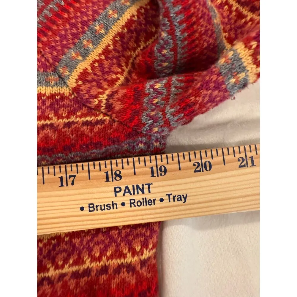 Appleseed's Long Sleeve Aztec Zip Up Cardigan Sweater Gray Red Women's Medium - Image 8