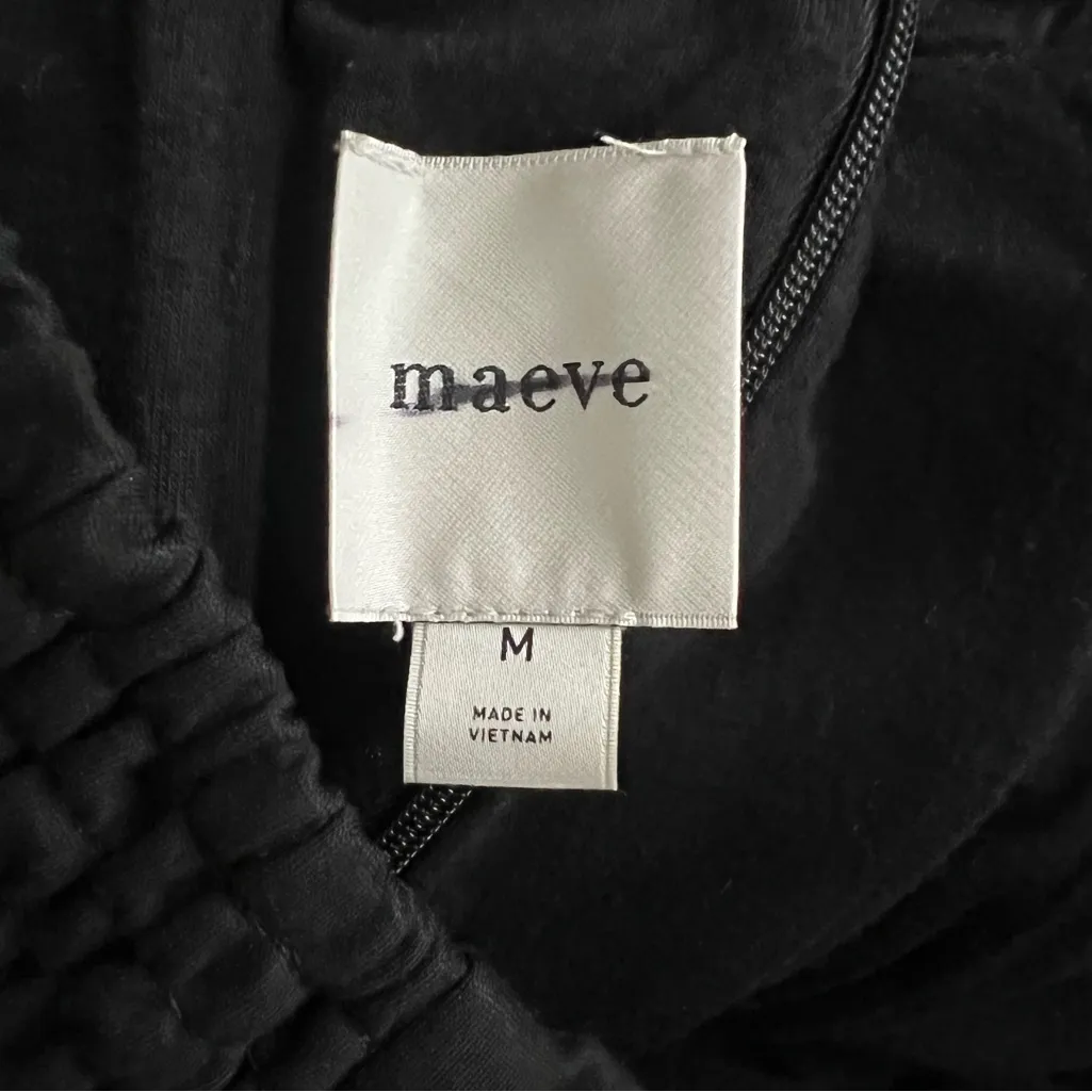 Anthropologie Maeve Women’s Strapless Black Cream Bubble Shorts Romper Sz Medium - Image 4