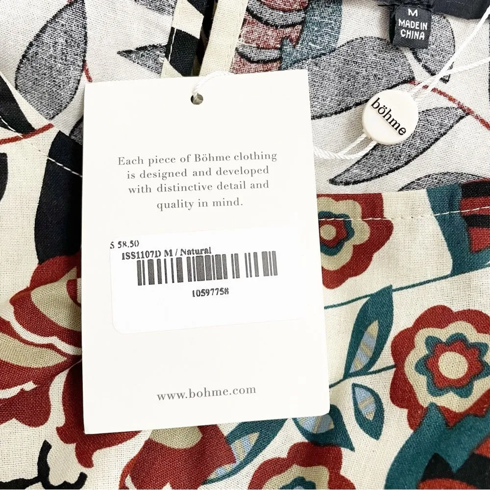 NWT Bohme Jacqui The Label Boho Floral Long Sleeve Belted Midi Dress Size Medium - Image 12