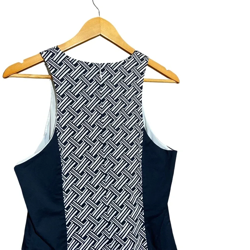 Banana Republic Sheath Dress Sleeveless Blue White Back Zip‎ Lined Dress Size 14 - Image 7