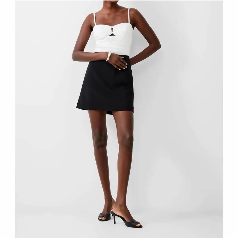 French Connection Whisper Strappy Tulle Mini Dress In Black/White size 4 - Image 3