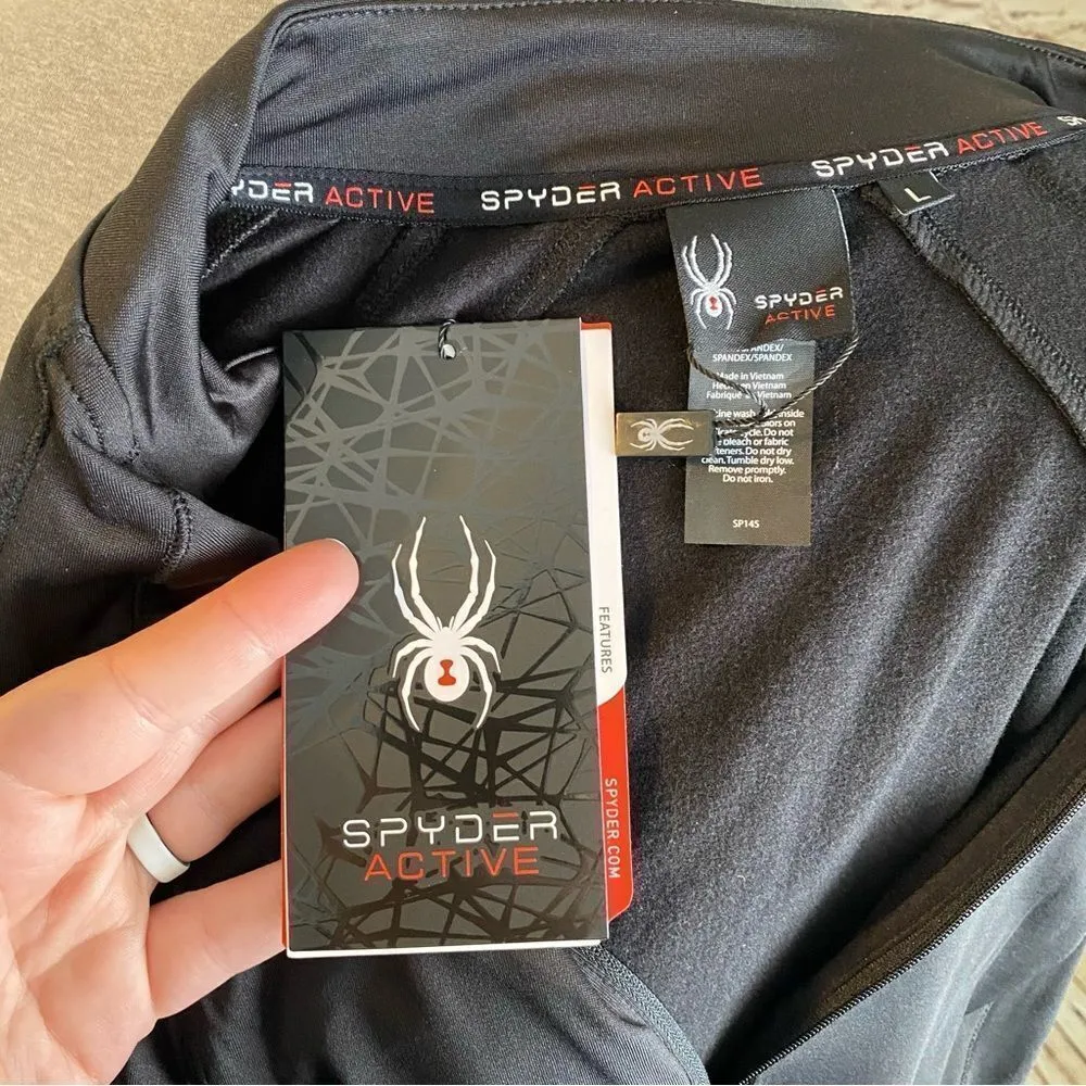 Spyder Half Zip Black Athletic Pullover Sweater Layering Large NWT - Image 5