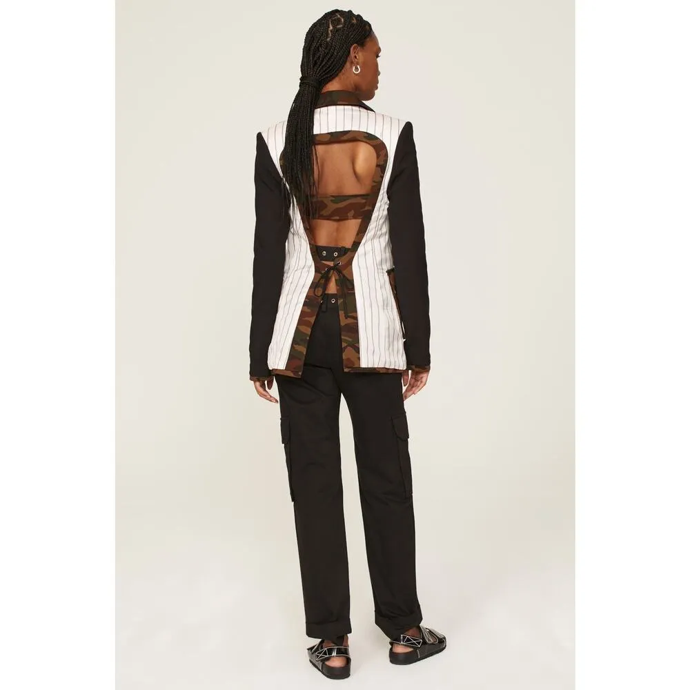 MONSE Multicolor Camouflage Front Button Collared Inside Out Blazer Jacket 8 - Image 3