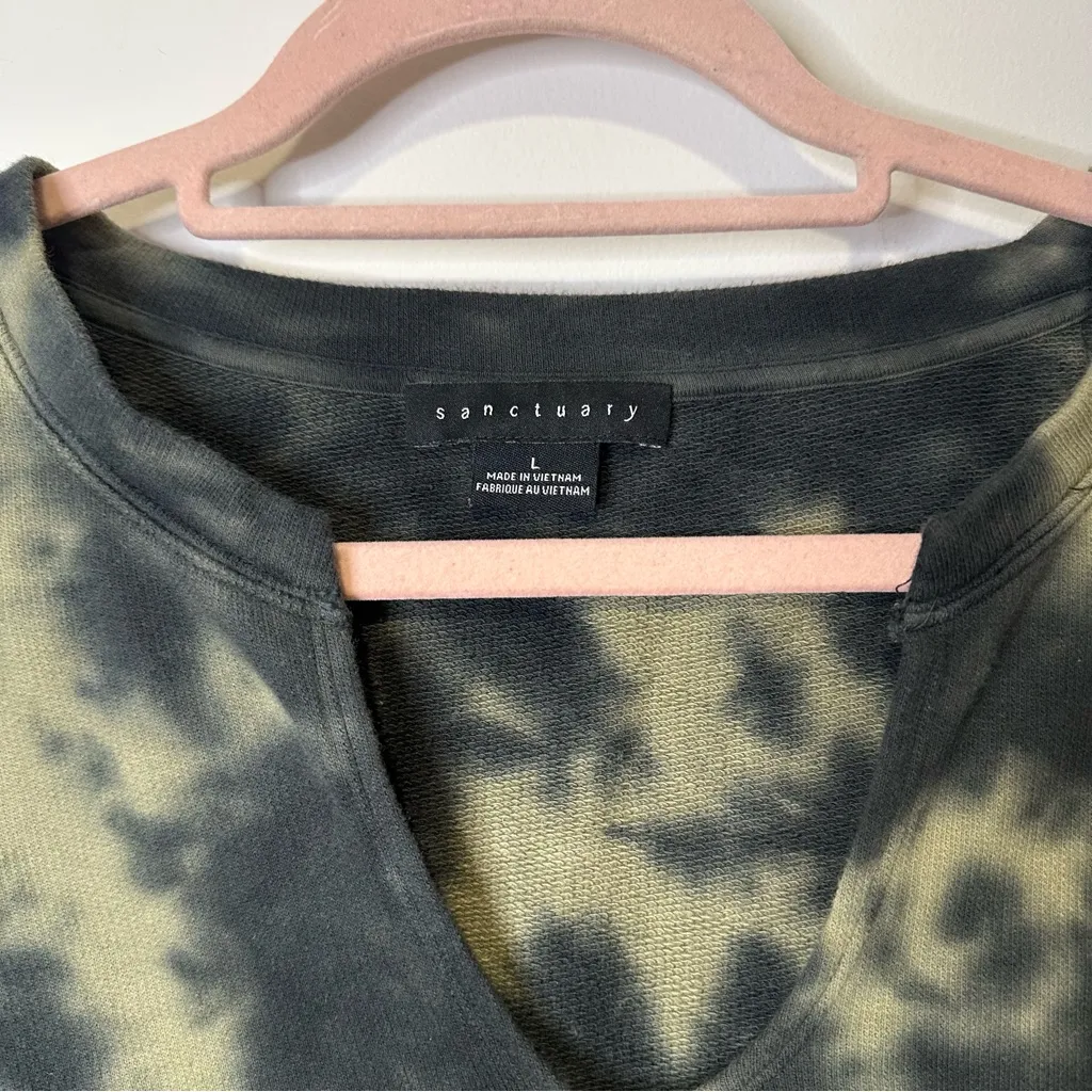 sanctuary green tie dye cropped sweatshirt size large - Image 2
