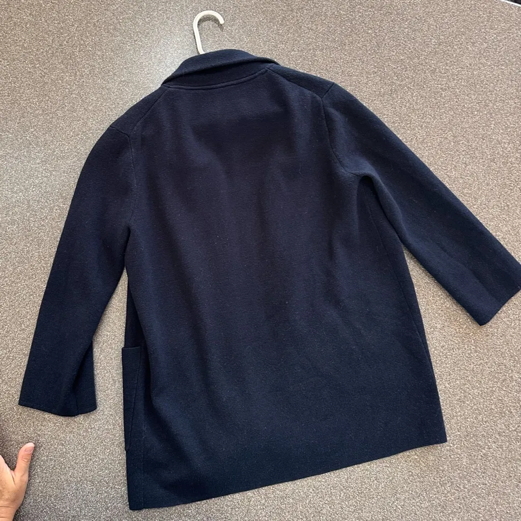 J Crew Merino Wool Blend Sophie open front sweater blazer cardigan navy blue - Image 6
