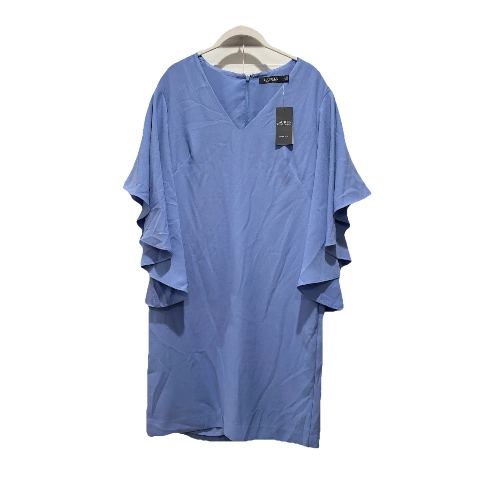 NEW- LAUREN Ralph Lauren Ruffle-Sleeve Modest Spring Cocktail‎ Office Dress Sz 2 - Image 2