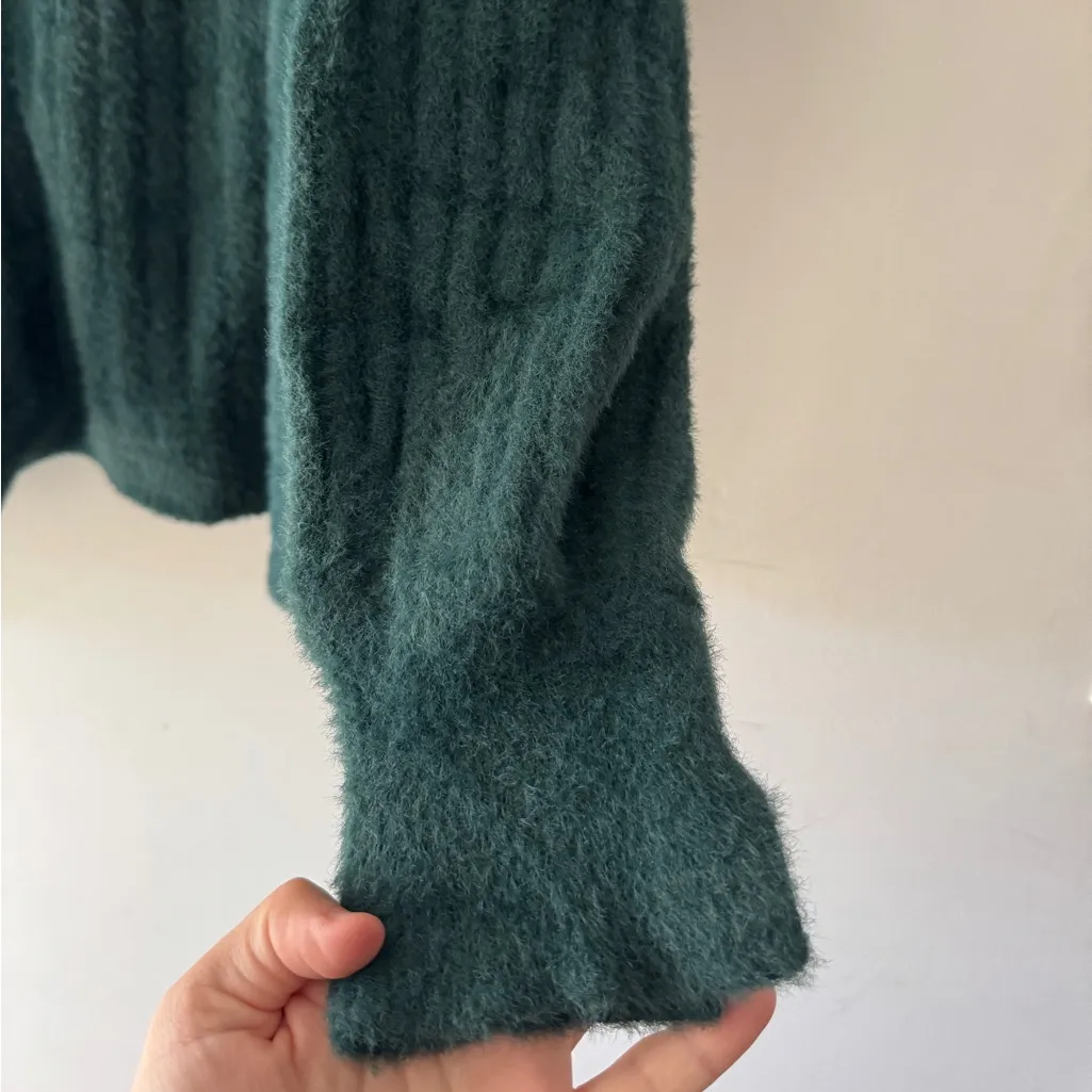 Aerie Emerald Green Fuzzy Soft Buttercream Crew Sweater - Image 5