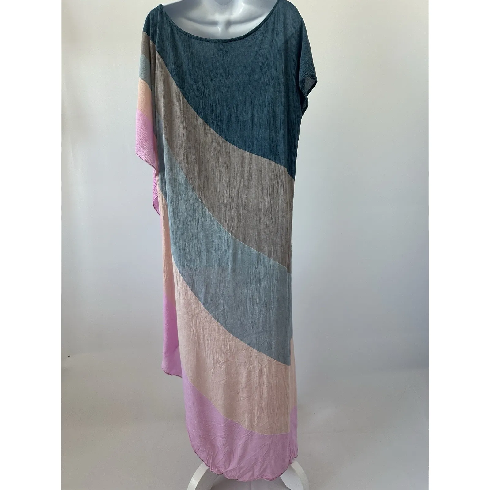 Free People SAACHI Rainbow Caftan Dress in Blue, Size One (b26) READ DESCRIPTION - Image 2