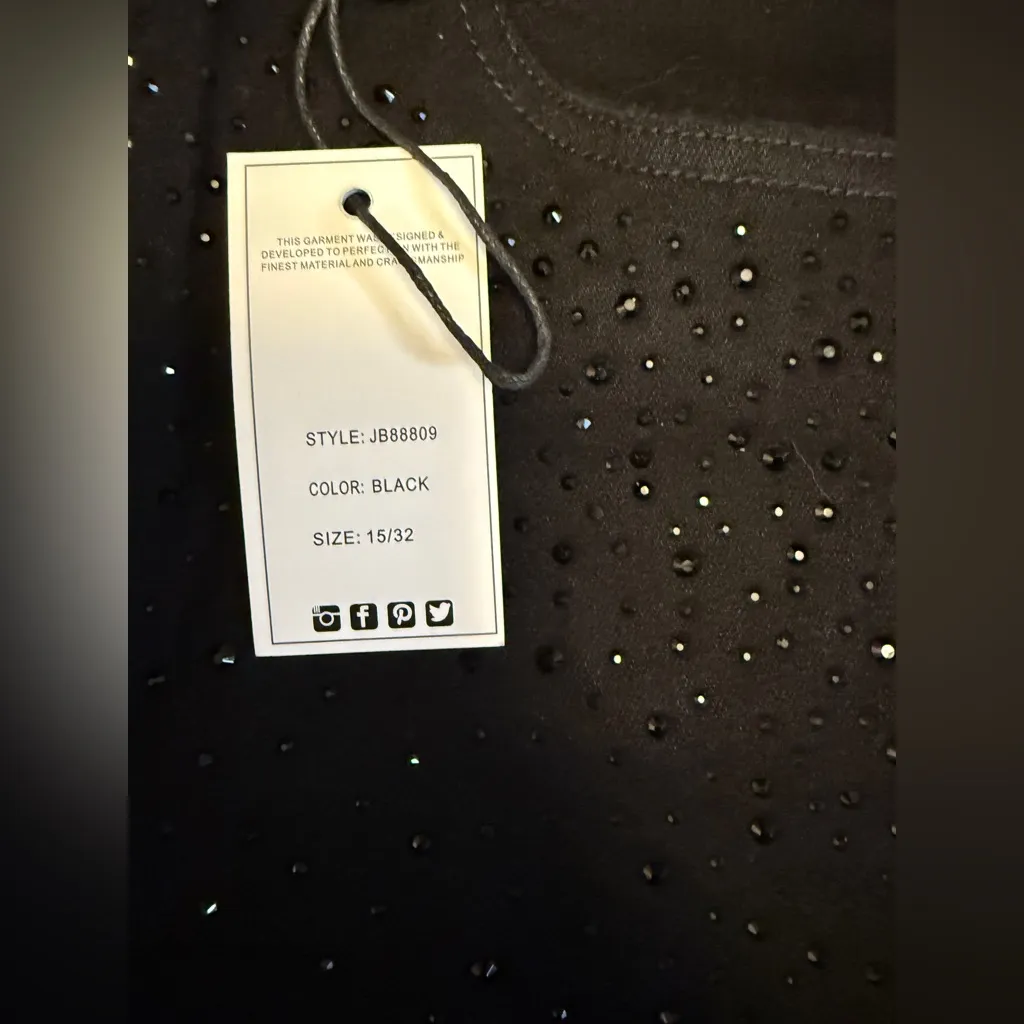 JUDY BLUE NWT REESE RHINESTONE SLIM FIT JEANS IN BLACK Size 15/32 - Image 4