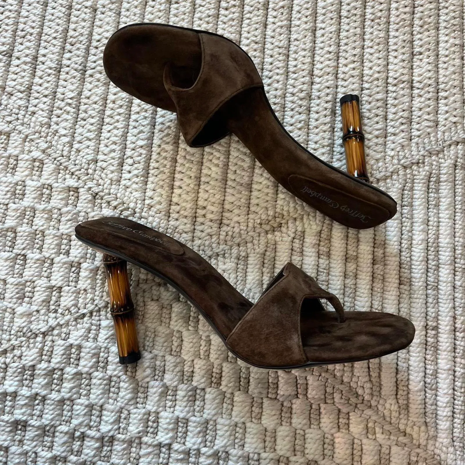 Jeffrey Campbell Linette Suede Bamboo Heel Thong Sandals - Image 7