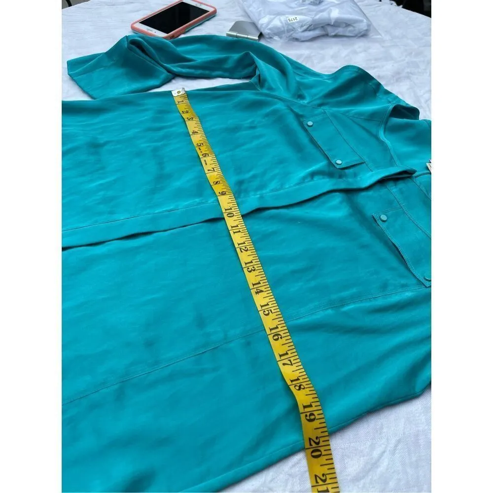 Anne Klein size M loose fit bell cuffs roll up cuffs relaxed fit covered button - Image 4