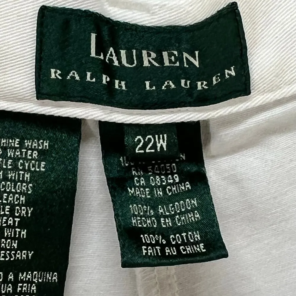 Lauren Ralph Lauren Shorts Womens 22W White Cotton Pleated High Rise Classic - Image 9