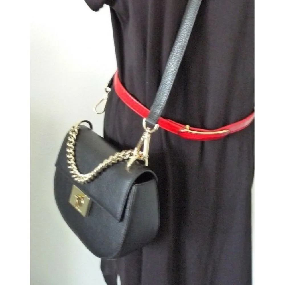 Kate Spade "Rita" Black Leather Satchel Cross-Body Turnlock Closure Chain Strap - Image 7