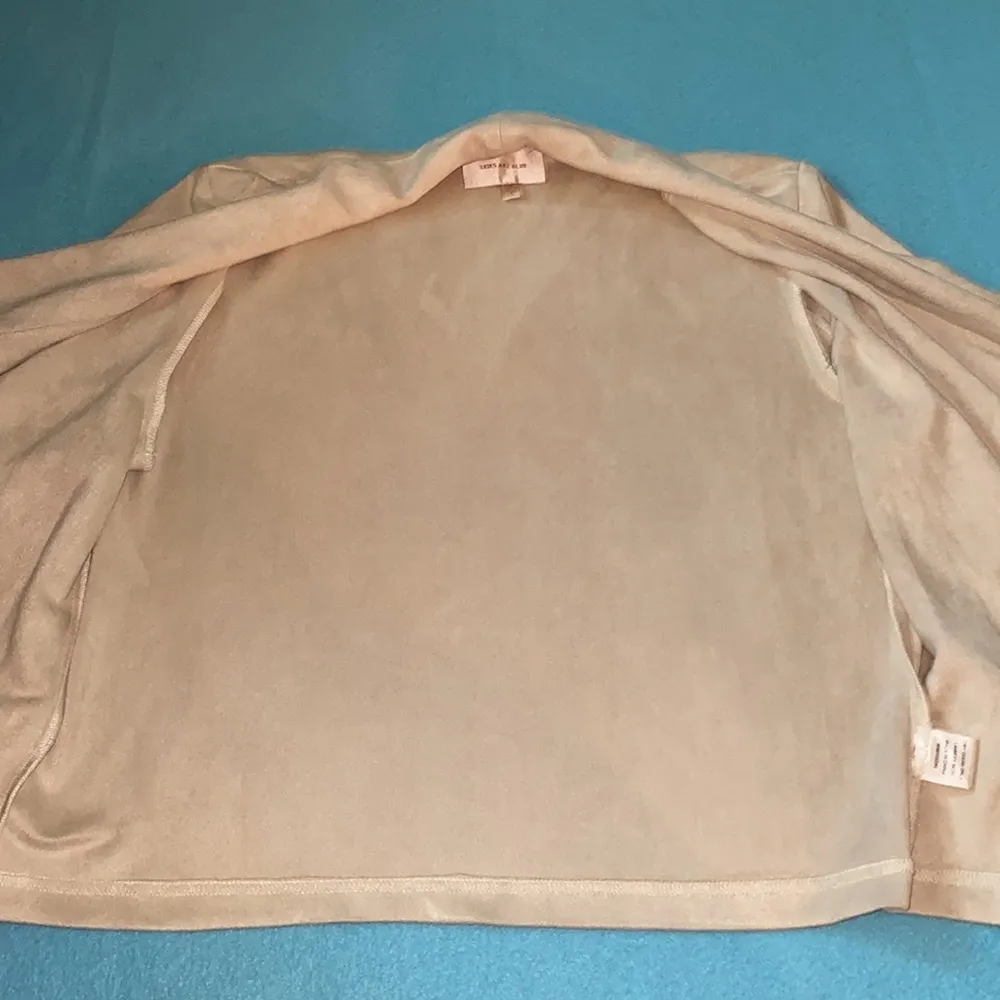 SKIES ARE BLUE suede faux cardigan blazer jacket waterfall open front size M - Image 3