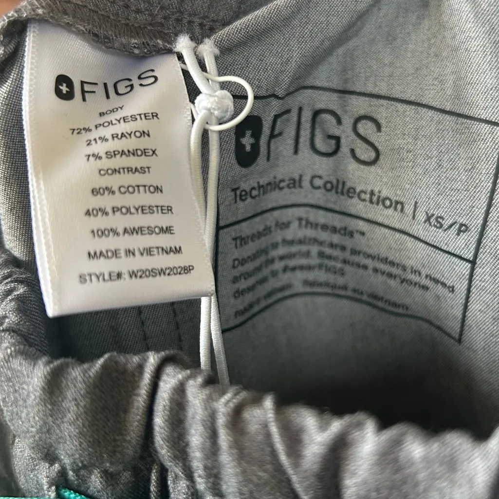 Figs Zamora High Waisted Jogger Scrub Pants Graphite Gray Size X-Small Petite - Image 4