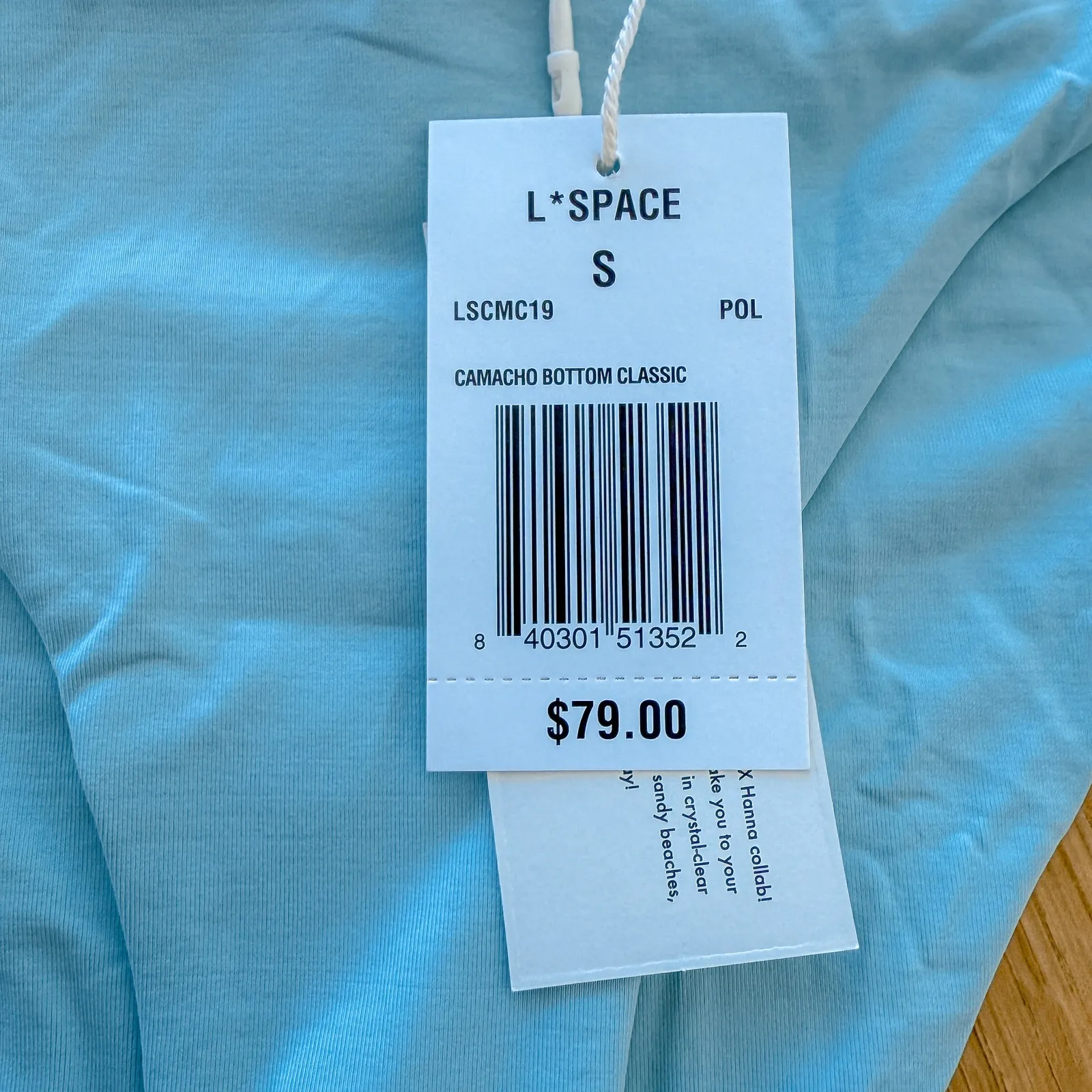 L Space Bikini Bottom‎ Small Blue Camacho Y2K Minimalist Beach Swim Eco Chic NWT - Image 4