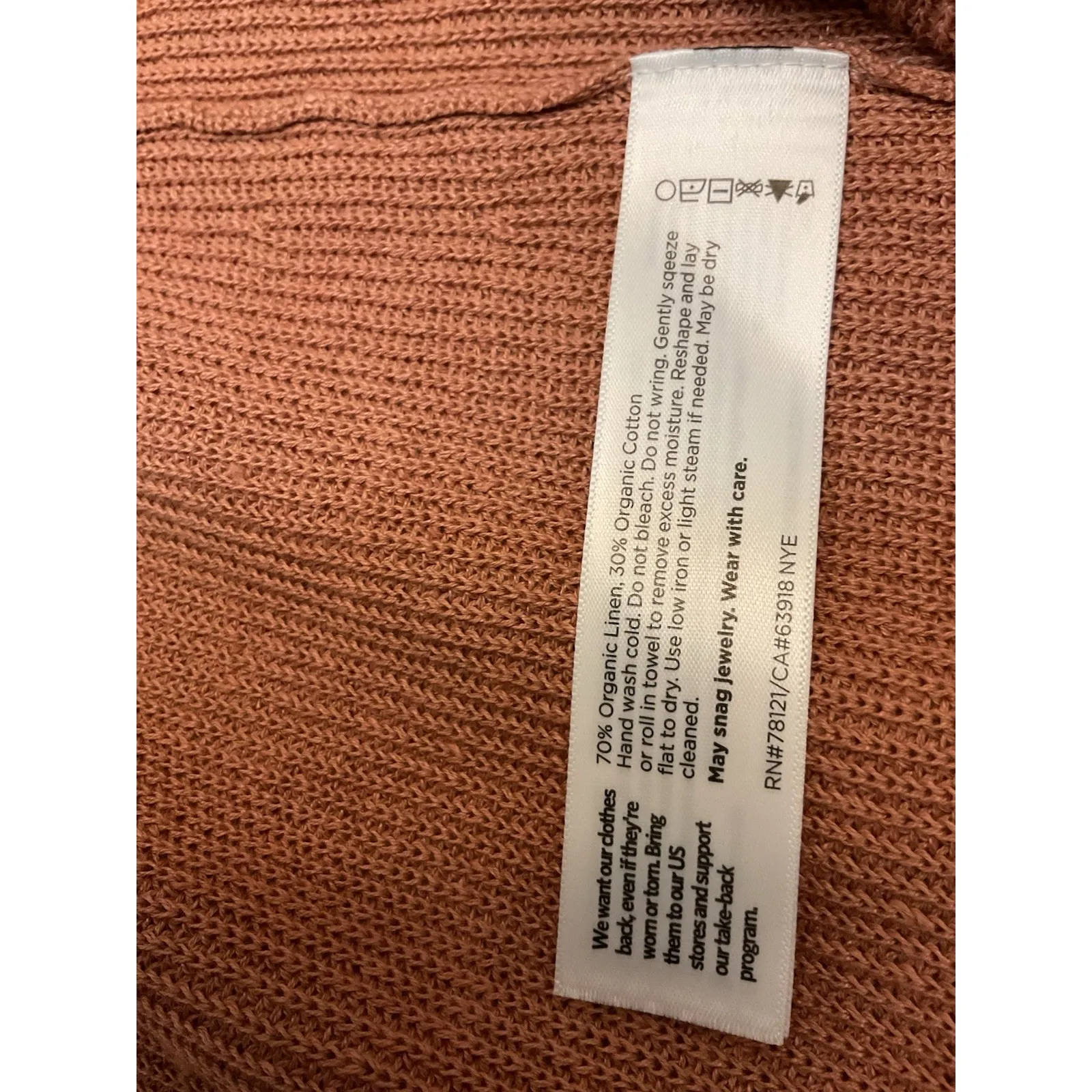 Eileen Fisher linen blend knit sleeveless duster vest cardigan  XS Terracotta - Image 13