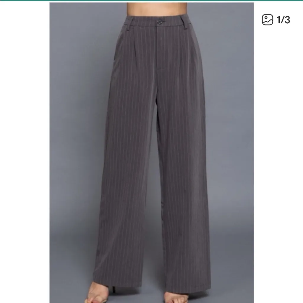 Active USA Gray pinstriped wide leg pants. S - Image 14