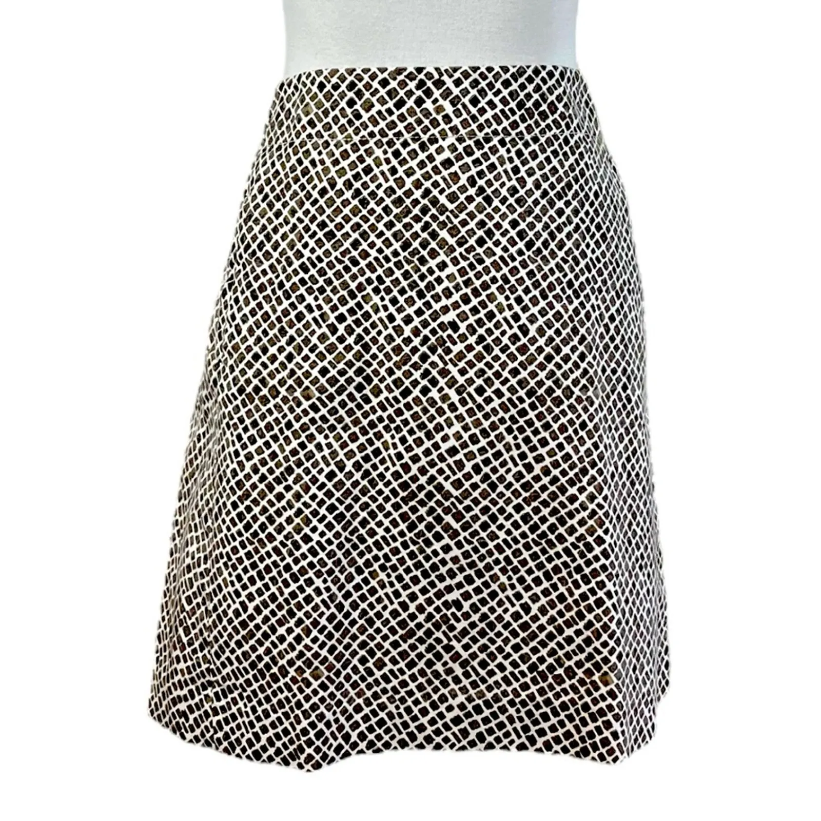 LOFT Skirt A-line Lined Above Knee Tan Cream Animal Print Women’s Size 12 - Image 11