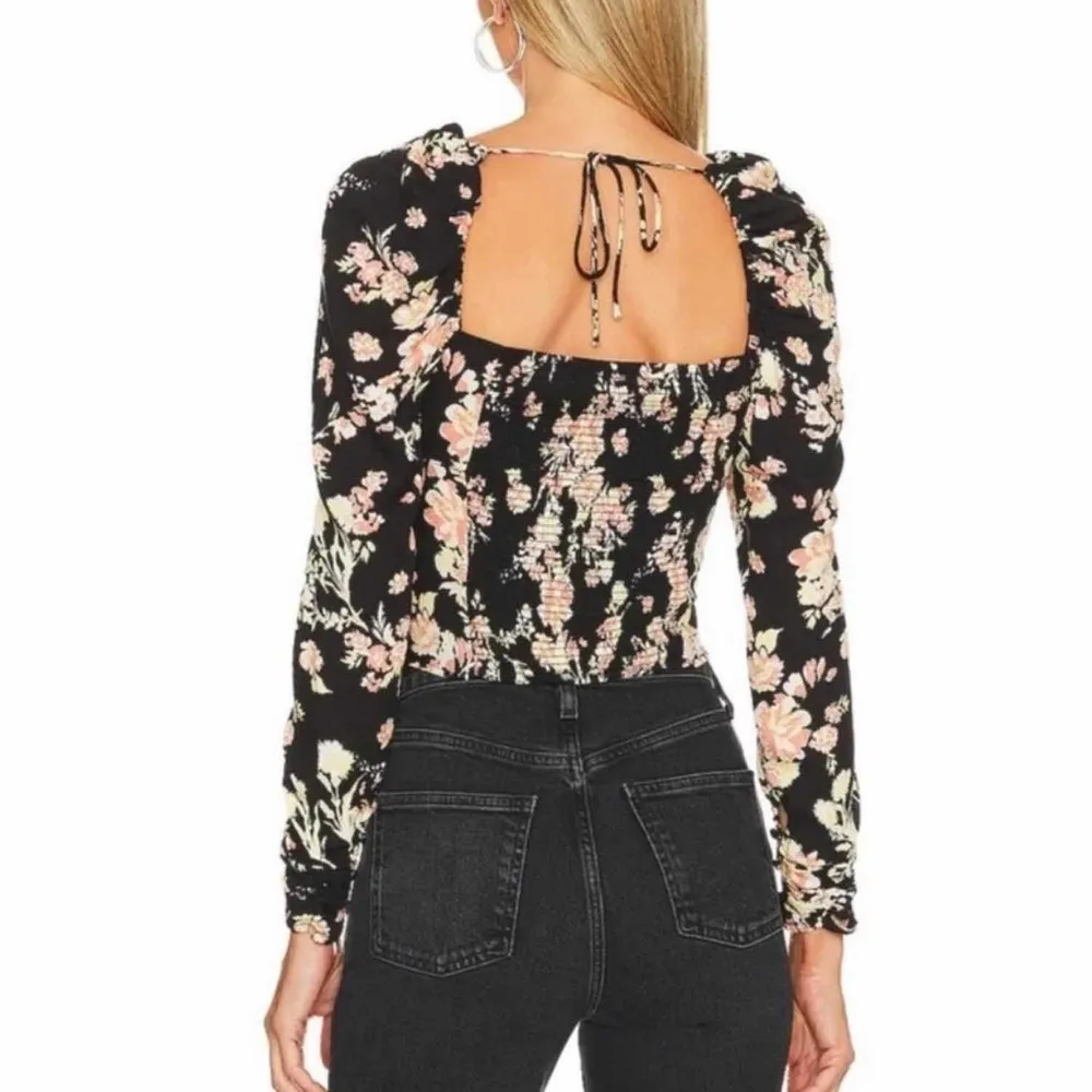 Free People Hilary Printed Long Sleeve Casual Top Black Combo Size XS - Image 3