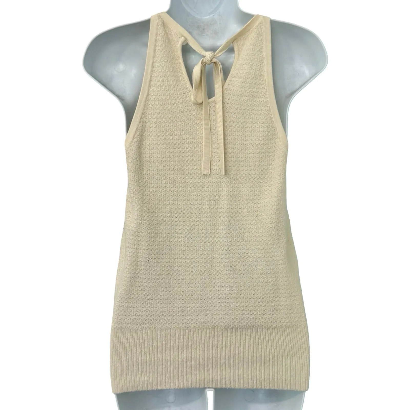 Anthropologie Cream Rainbow Cross Stitch Sunrise Embroidered Knit Tank Top Sz XS - Image 8