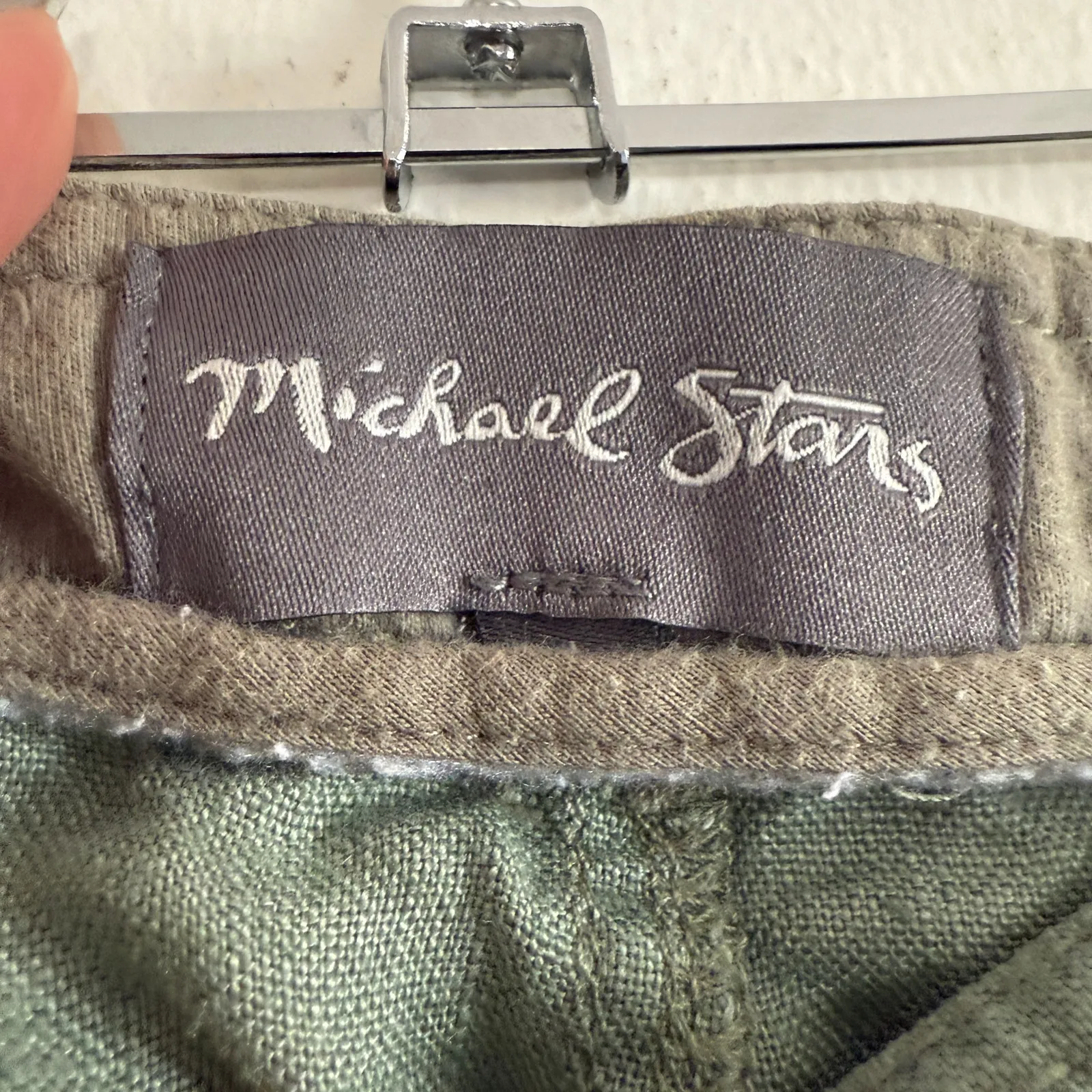 MICHAEL STARS | Sage Green Linen Wide Leg Ankle Length Pants | Large - Image 3