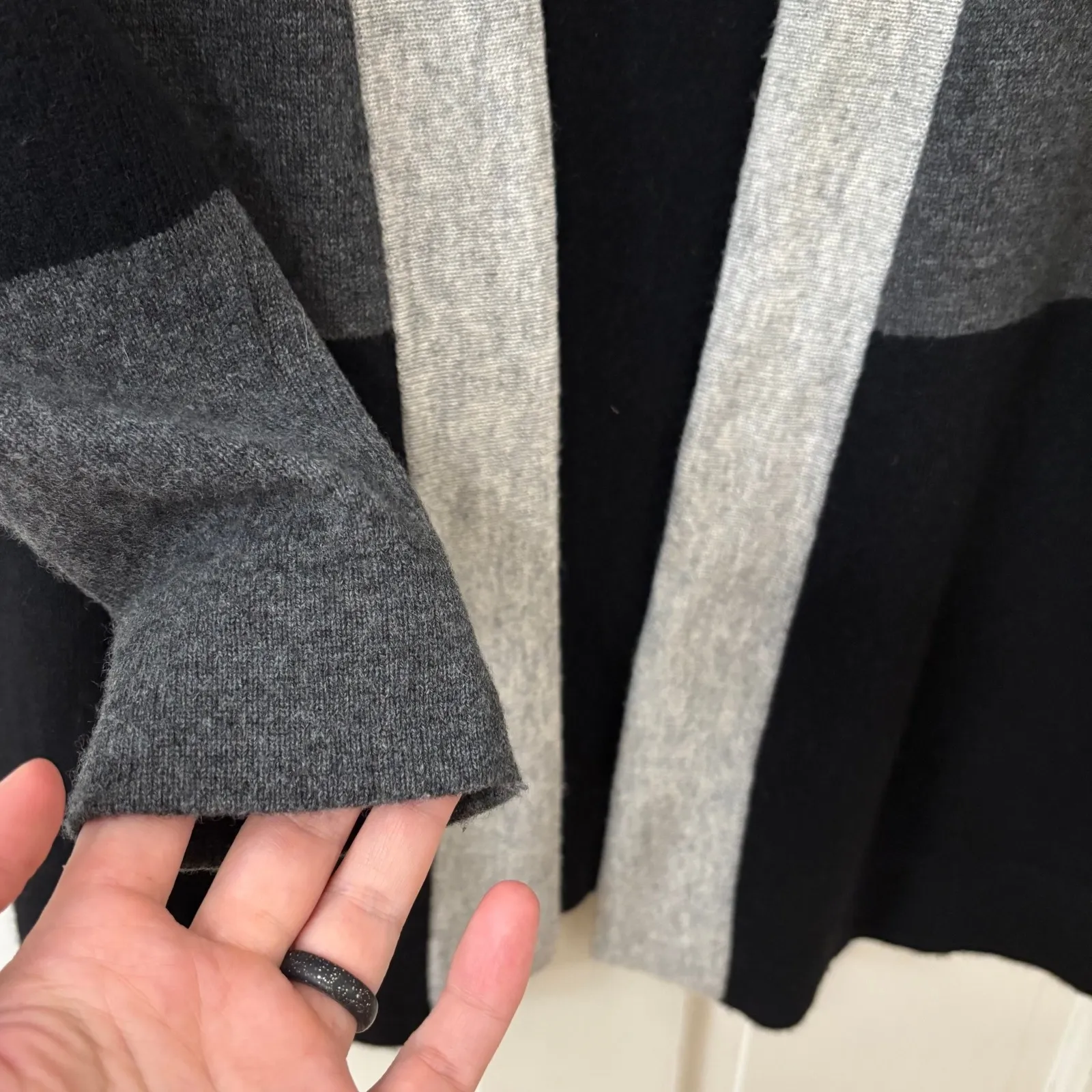 Charter Club Luxury 100% Cashmere Soft Open Colorblock Luxury Cardigan Sweater M - Image 4