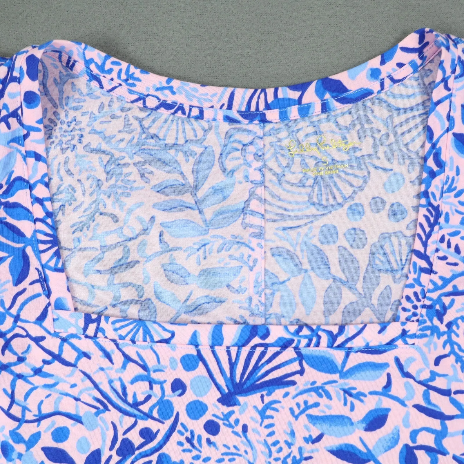 Lilly Pulitzer Haydn Short Sleeve Dress Calla Lilly Pink High Tides Size S Blue - Image 2